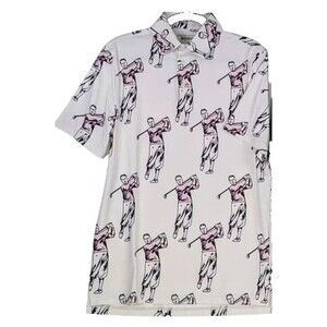 Sosik Golf Polo Mens Size Small White Graphic Print Performance Stretch NEW